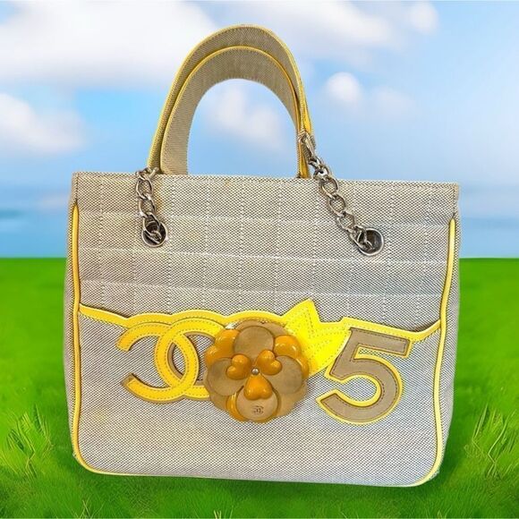 AUTH CHANEL VINTAGE CANVAS TOTE BAG - Picture 1 of 13